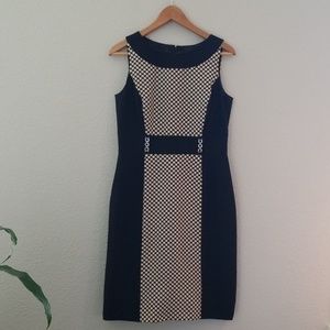 Tahari black and cream dress